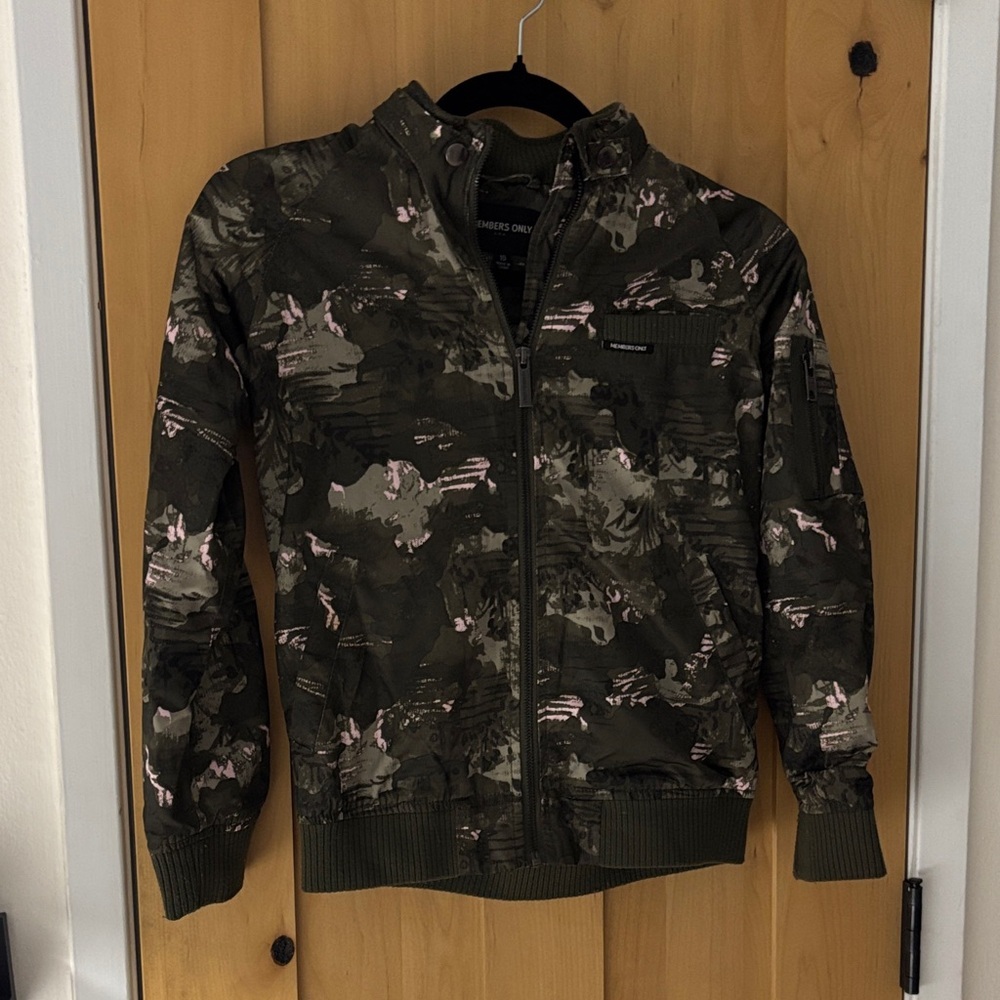 Members Only Camouflage Jacket with Pink Accents
